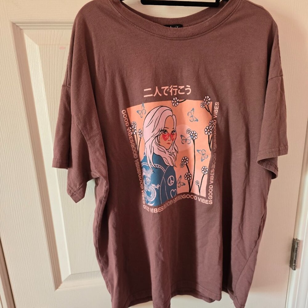 Justify Good Vibes T-shirt Mauve Purple XL